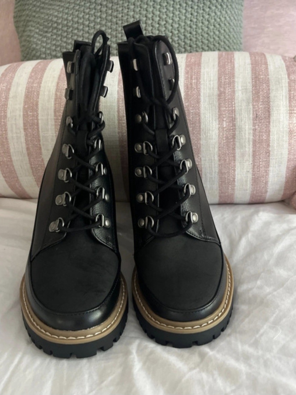 A New Day Tessa Winter Boots Black Lace-Up US 8